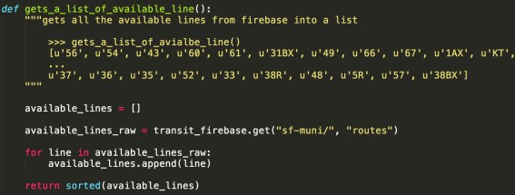 Function to get all the available transit lines for my form so my user can select their route